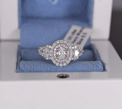 1 Carat Oval Cut Diamond Engagement Ring for Women, Halo Ring Set, Wedding Ring