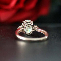 2.5 Carat Oval Cut Diamond Engagement Ring for Women, Three Stone Ring, Wedding Ring, Christmas Gifts