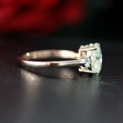 2.5 Carat Oval Cut Diamond Engagement Ring for Women, Three Stone Ring, Wedding Ring, Christmas Gifts
