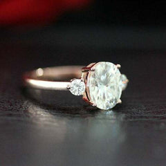 2.5 Carat Oval Cut Diamond Engagement Ring for Women, Three Stone Ring, Wedding Ring, Christmas Gifts