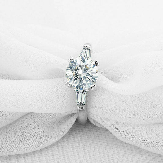2 Carat Round Cut CVD Lab Grown Diamond Engagement Ring for Women, Three Stone Ring, Wedding Ring, Christmas Gifts, Handmade Ring