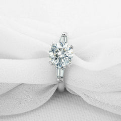 2 Carat Round Cut CVD Lab Grown Diamond Engagement Ring for Women, Three Stone Ring, Wedding Ring, Christmas Gifts, Handmade Ring