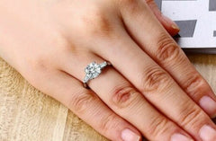2 Carat Round Cut CVD Lab Grown Diamond Engagement Ring for Women, Three Stone Ring, Wedding Ring, Christmas Gifts, Handmade Ring