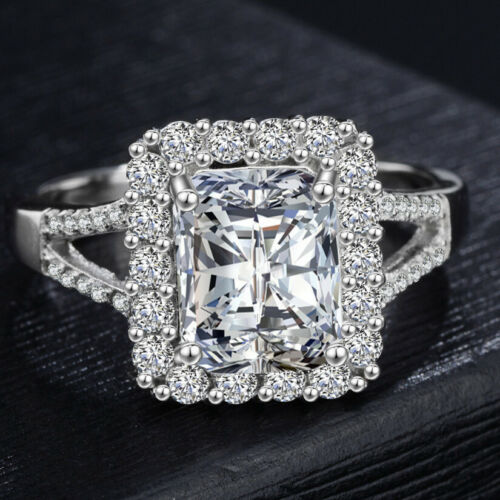 2 Carat Radiant Cut Diamond Wedding Ring for Women, Halo Engagement Ring, Anniversary Gifts, Christmas Gifts