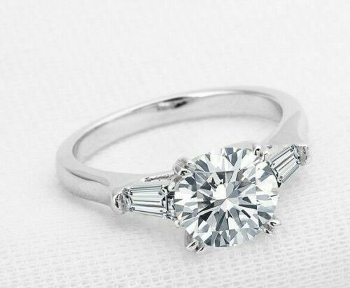 2 Carat Round Cut CVD Lab Grown Diamond Engagement Ring for Women, Three Stone Ring, Wedding Ring, Christmas Gifts, Handmade Ring