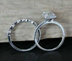 2 Carat Radiant Cut Diamond Engagement Ring for Women, Halo Ring Set, Bridal Set Wedding Ring