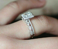 2 Carat Radiant Cut Diamond Engagement Ring for Women, Halo Ring Set, Bridal Set Wedding Ring