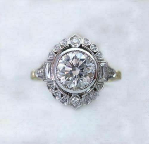 1.5 Carat Round Cut Diamond Engagement Ring for Women, Art Deco Ring, Wedding Ring, Christmas Gifts