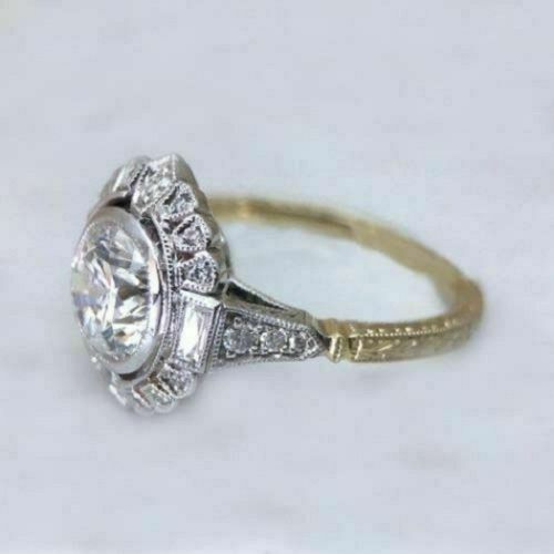 1.5 Carat Round Cut Diamond Engagement Ring for Women, Art Deco Ring, Wedding Ring, Christmas Gifts