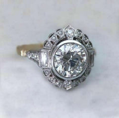 1.5 Carat Round Cut Diamond Engagement Ring for Women, Art Deco Ring, Wedding Ring, Christmas Gifts