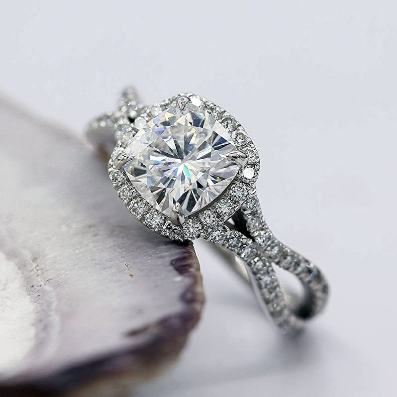 2.5 Carat Cushion Cut Diamond Engagement Ring For Women, Wedding Ring, Christmas Gifts