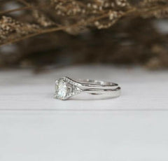1.5 Carat Round Cut CVD Lab Grown Diamond Engagement Ring for Women, Bridal Set Wedding Ring, Christmas Gifts