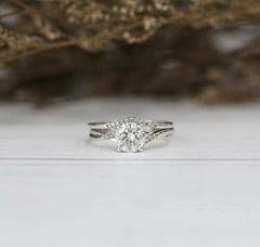 1.5 Carat Round Cut CVD Lab Grown Diamond Engagement Ring for Women, Bridal Set Wedding Ring, Christmas Gifts
