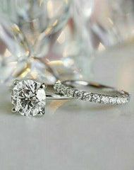 2 Carat Round Cut Diamond Engagement Ring For Women, Bridal Set Weddign Ring