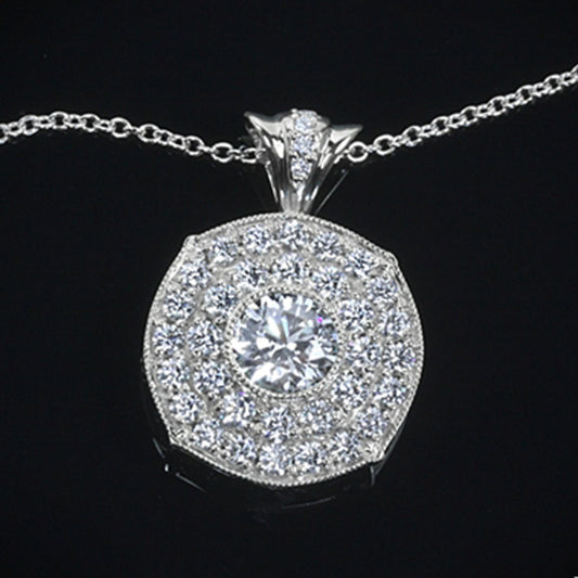 0.80 TCW Round Cut Diamond Charm Pendant For Women, White Gold Pendant, Wedding Pendant, Christmas Gifts