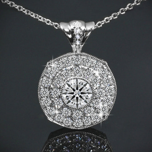 0.80 TCW Round Cut Diamond Charm Pendant For Women, White Gold Pendant, Wedding Pendant, Christmas Gifts