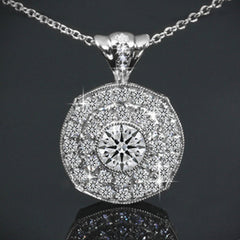 0.80 TCW Round Cut Diamond Charm Pendant For Women, White Gold Pendant, Wedding Pendant, Christmas Gifts