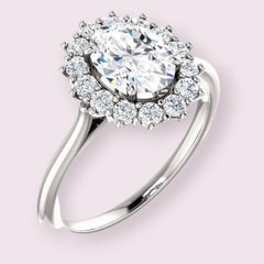 3 Carat Oval CVD Lab Grown Diamond Engagement Ring for Women, Halo Engagement Ring, Anniversary Gifts, Christmas Gifts, Promise Ring for Her, Wedding Ring