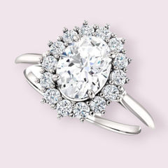 3 Carat Oval CVD Lab Grown Diamond Engagement Ring for Women, Halo Engagement Ring, Anniversary Gifts, Christmas Gifts, Promise Ring for Her, Wedding Ring