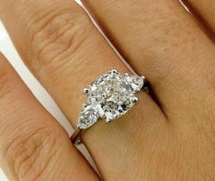 3 Carat Cushion Cut Diamond Engagement Ring for Women, Three Stone Ring, Wedding Ring, Anniversary Gifts