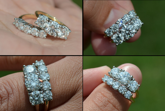1.5 Carat Round Cut Diamond Engagement Ring for Women, Three Stone Ring, Bridal Set Wedding Ring, Anniversary Gifts