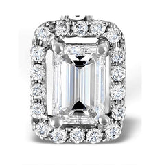 1 CT Emerald Cut Diamond Charm Pendant For Women, Halo Pendant, Wedding Pendant, Engagement Pendant, Christmas Gifts