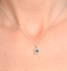 1 CT Emerald Cut Diamond Charm Pendant For Women, Halo Pendant, Wedding Pendant, Engagement Pendant, Christmas Gifts
