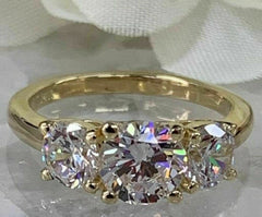 2 Carat Round Cut Diamond Engagement Ring For Women, Three Stone Ring, Wedding Ring