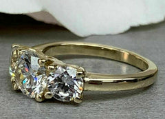 2 Carat Round Cut Diamond Engagement Ring For Women, Three Stone Ring, Wedding Ring