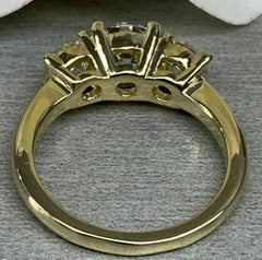 2 Carat Round Cut Diamond Engagement Ring For Women, Three Stone Ring, Wedding Ring