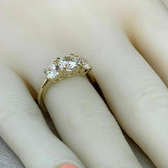 2 Carat Round Cut Diamond Engagement Ring For Women, Three Stone Ring, Wedding Ring