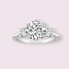 2.5 Carat Round Cut Diamond Engagement Ring for Women, Three Stone Ring, Wedding Ring