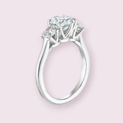 2.5 Carat Round Cut Diamond Engagement Ring for Women, Three Stone Ring, Wedding Ring