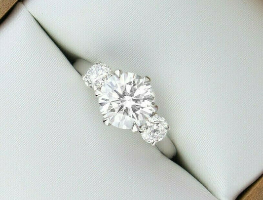 2.5 Carat Round Cut Diamond Engagement Ring for Women, Three Stone Ring, Wedding Ring
