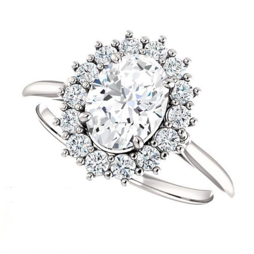 3 Carat Oval CVD Lab Grown Diamond Engagement Ring for Women, Halo Engagement Ring, Anniversary Gifts, Christmas Gifts, Promise Ring for Her, Wedding Ring