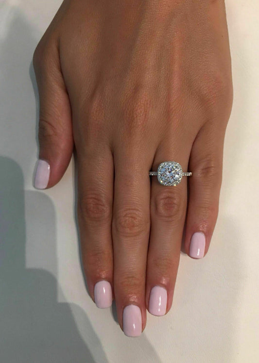 1.5 Carat Round CVD Lab Grown Diamond Engagement Ring for Women, Halo Engagement Ring, Anniversary Gifts, Wedding Ring, Christmas Gifts