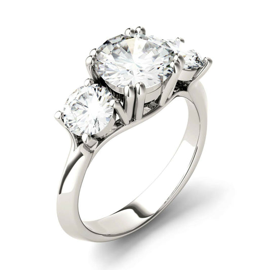 3 Carat Round Cut CVD Lab Grown Diamond Engagement Ring for Women, Three Stone Ring, Wedding Ring, Christmas Gifts