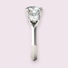 3 Carat Round Cut CVD Lab Grown Diamond Engagement Ring for Women, Three Stone Ring, Wedding Ring, Christmas Gifts