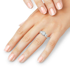 3 Carat Round Cut CVD Lab Grown Diamond Engagement Ring for Women, Three Stone Ring, Wedding Ring, Christmas Gifts