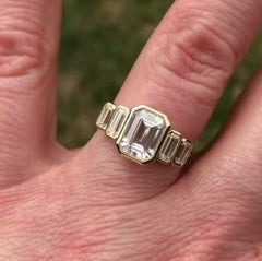 2 Carat Emerald Cut Diamond Engagement Ring For Women, Wedding Ring, Bezel Set Ring