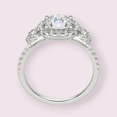 2.5 Carat Round Cut Diamond Wedding Ring For Women, Halo Engagement Ring, Christmas Gifts