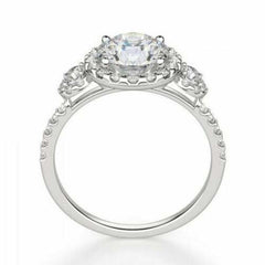 2.5 Carat Round Cut Diamond Wedding Ring For Women, Halo Engagement Ring, Christmas Gifts