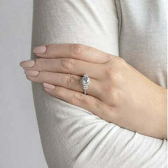 2.5 Carat Round Cut Diamond Wedding Ring For Women, Halo Engagement Ring, Christmas Gifts