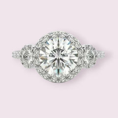 2.5 Carat Round Cut Diamond Wedding Ring For Women, Halo Engagement Ring, Christmas Gifts