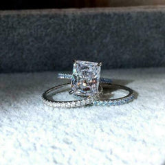 2 Carat Radiant Cut Diamond Engagement Ring For Women, Bridal Set Wedding Ring, Christmas Gifts