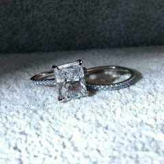 2 Carat Radiant Cut Diamond Engagement Ring For Women, Bridal Set Wedding Ring, Christmas Gifts