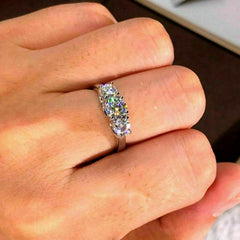 1.5 Carat Round Cut Diamond Engagement Ring For Women, Three Stone Ring Wedding Ring, Christmas Gifts