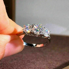 1.5 Carat Round Cut Diamond Engagement Ring For Women, Three Stone Ring Wedding Ring, Christmas Gifts