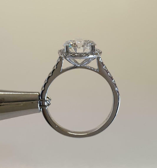 3 Carat Round Cut Diamond Wedding Ring for Women, Halo Engagement Ring, Christmas Gifts