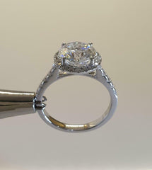 3 Carat Round Cut Diamond Wedding Ring for Women, Halo Engagement Ring, Christmas Gifts